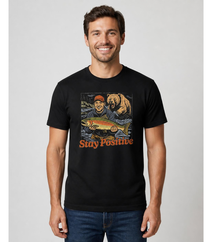 Stay Positive, Fish Hard Tee