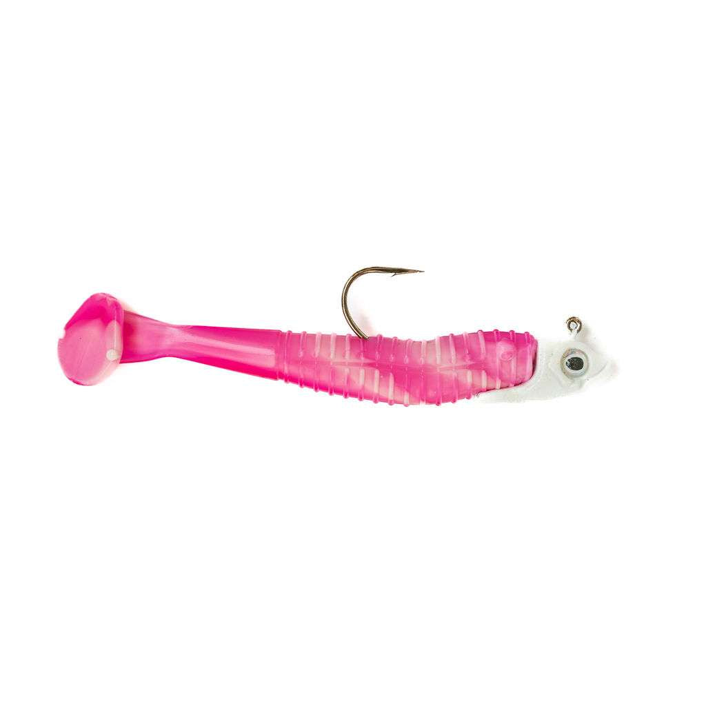 4'' Gozilla Pre-Rigged Soft Swimbait - 2/PK - Pink & White Swirl, 5/8 oz image