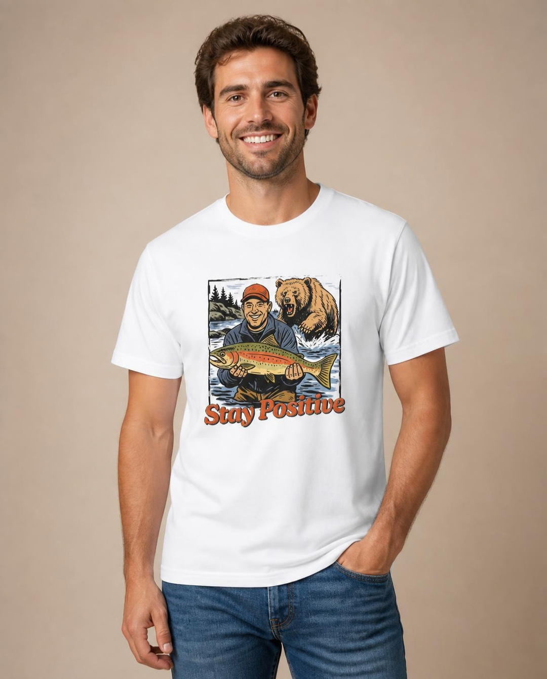 Stay Positive, Fish Hard Tee