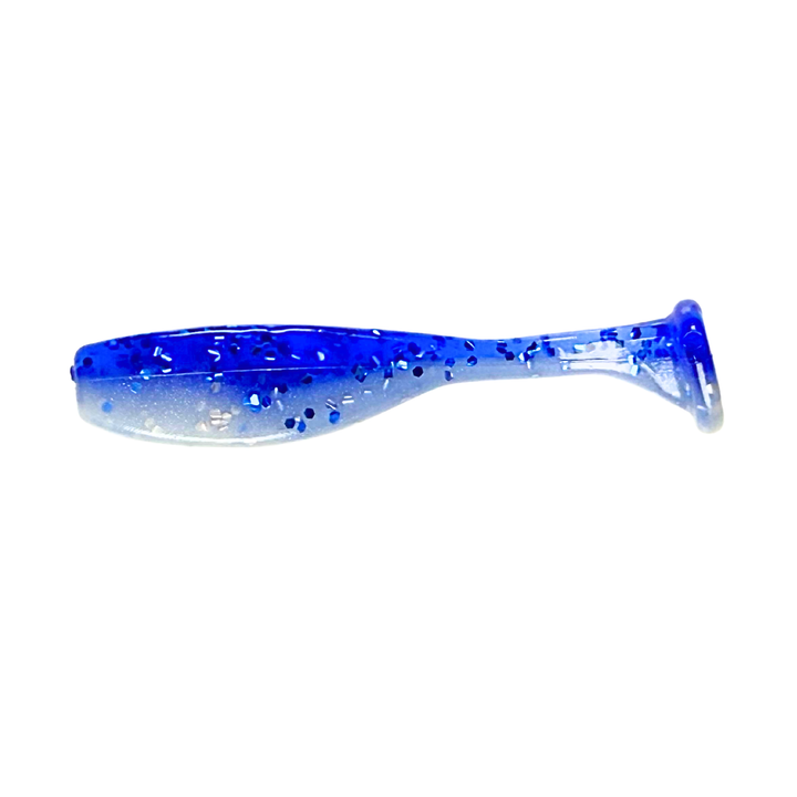 Blue and clear fishing lure on a white background