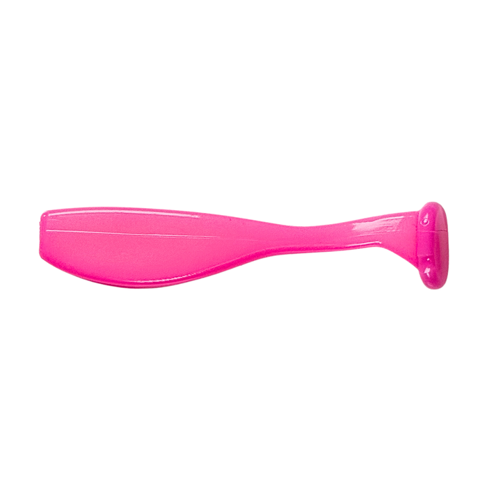 Pink plastic lure on a white background