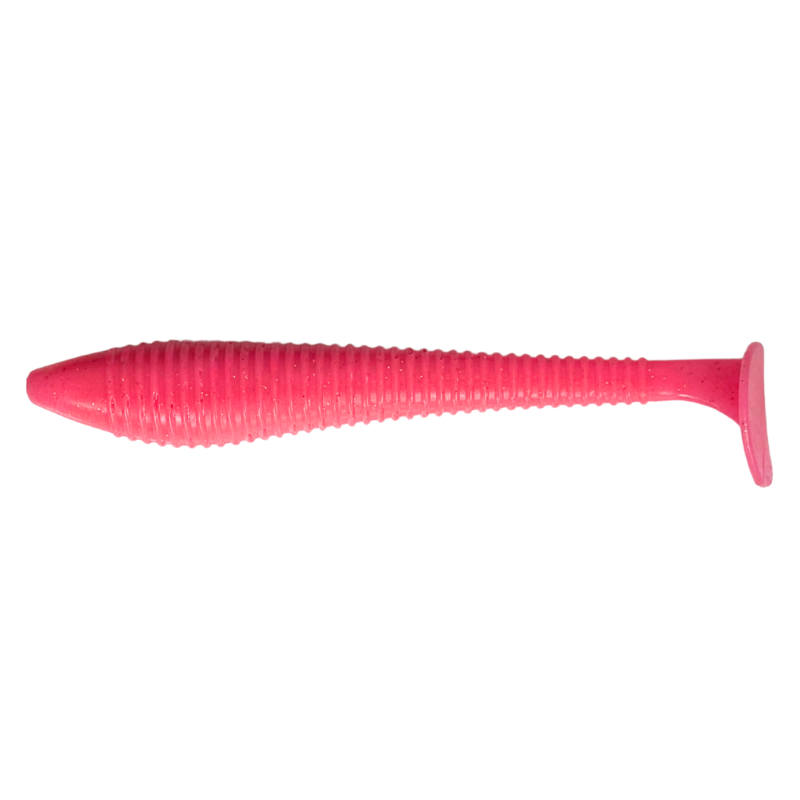 Pink fishing lure on a white background