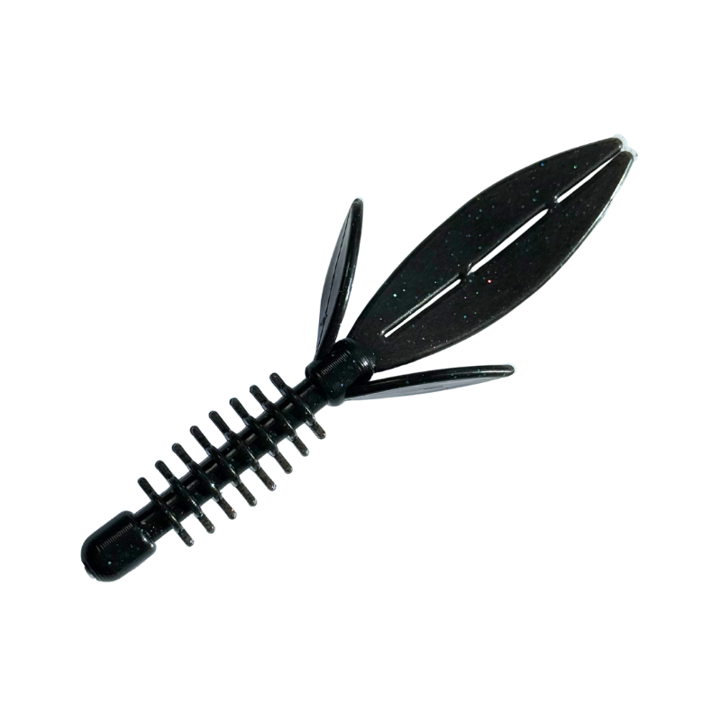 Black fishing lure on a white background