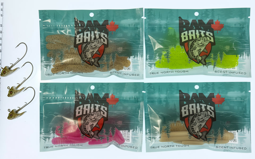A bundle of swim baits with hooks