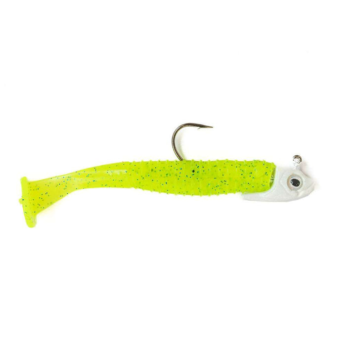4'' Gozilla Pre-Rigged Soft Swimbait - 2/PK - Chartreuse Blue Flake, 5/8 oz image