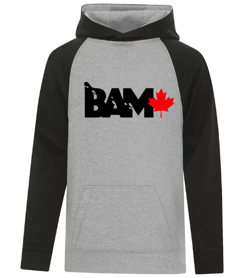 ATC™ GAME DAY™ FLEECE TWO TONE HOODED SWEATSHIRT. BLACK LOGO - 2X-Large, Athletic Gray/Black image